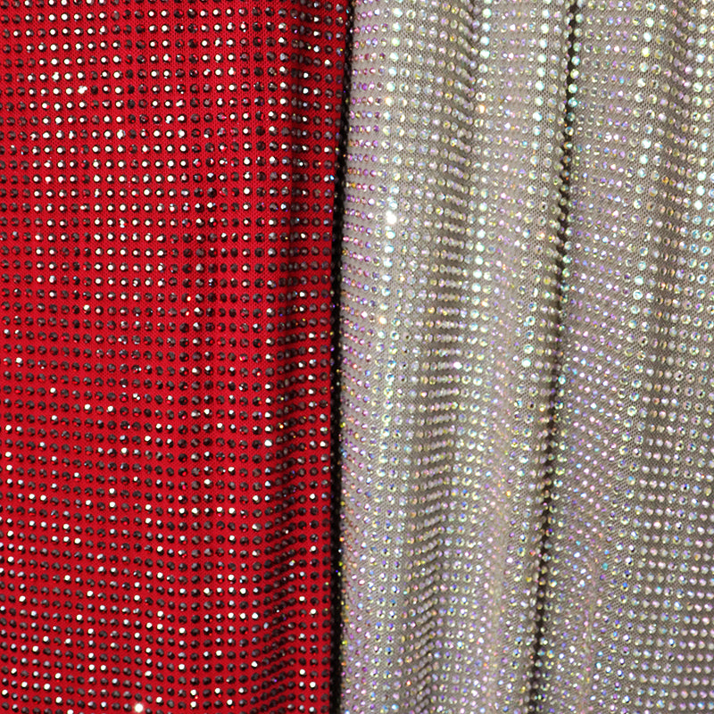 HORAE 18Yrs Factory Custom High Elastic Rhinestone Fabric for Making Swimwear Party Dress Stage Wear