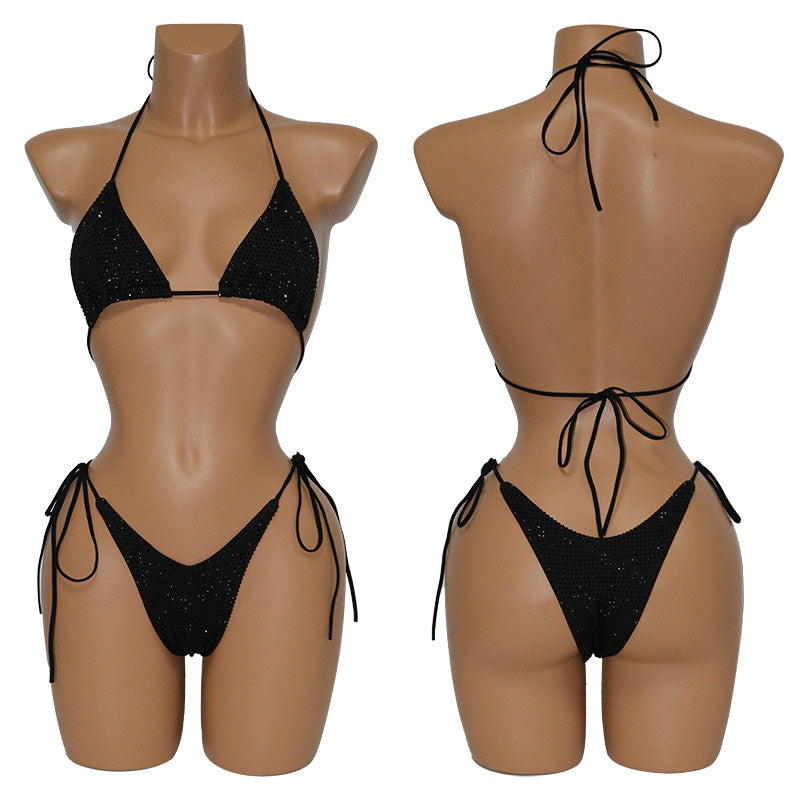 HORAE Women's Crystal High-Cut V-String Bathing Suit
