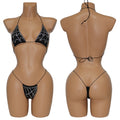 HORAE Sparkly Diamond Spiderweb Extreme Micro Thong Bikini Set for Women Club & Festival Wear
