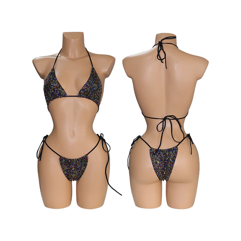 HORAE Shiny Rhinestone Women's Triangle Bikini Swimwear