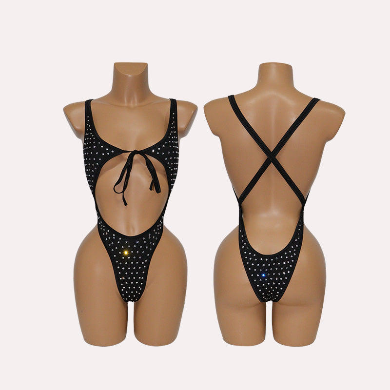 HORAE Diamond Cutout Bandage One Piece Monokini for Women
