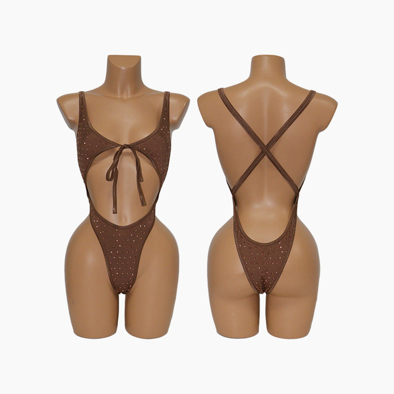 HORAE Diamond Cutout Bandage One Piece Monokini for Women