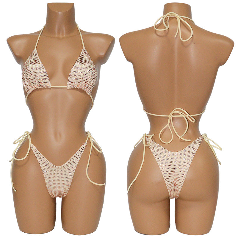 HORAE Women's Crystal High-Cut V-String Bathing Suit