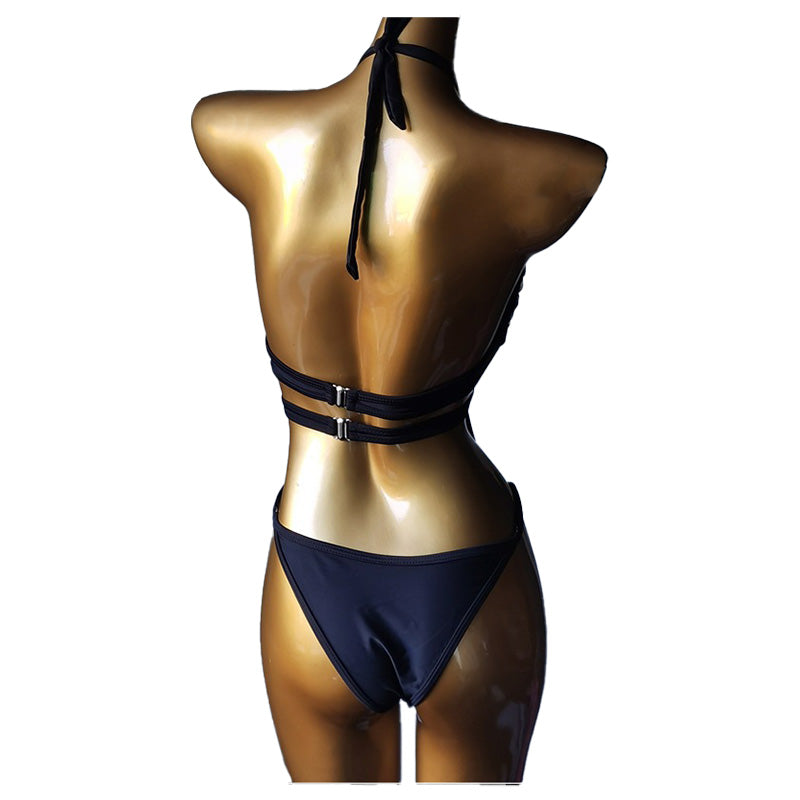 HORAE Luxury Rhinestone Embellished Cutout Monokini Swimwear for Festival & Stage Performance