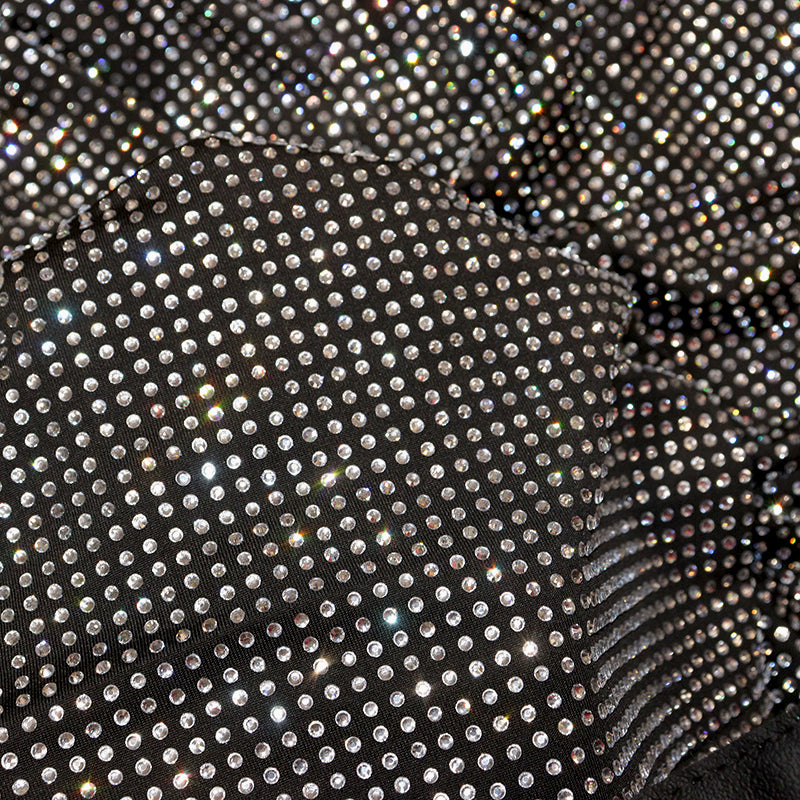 HORAE Sparkly Crystal Elastic Waist Shorts Perfect for Clubwear Rave & Festival Outfit