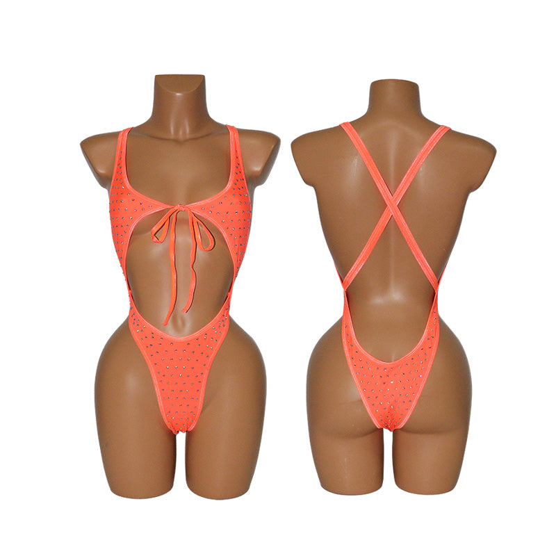 HORAE Diamond Cutout Bandage One Piece Monokini for Women