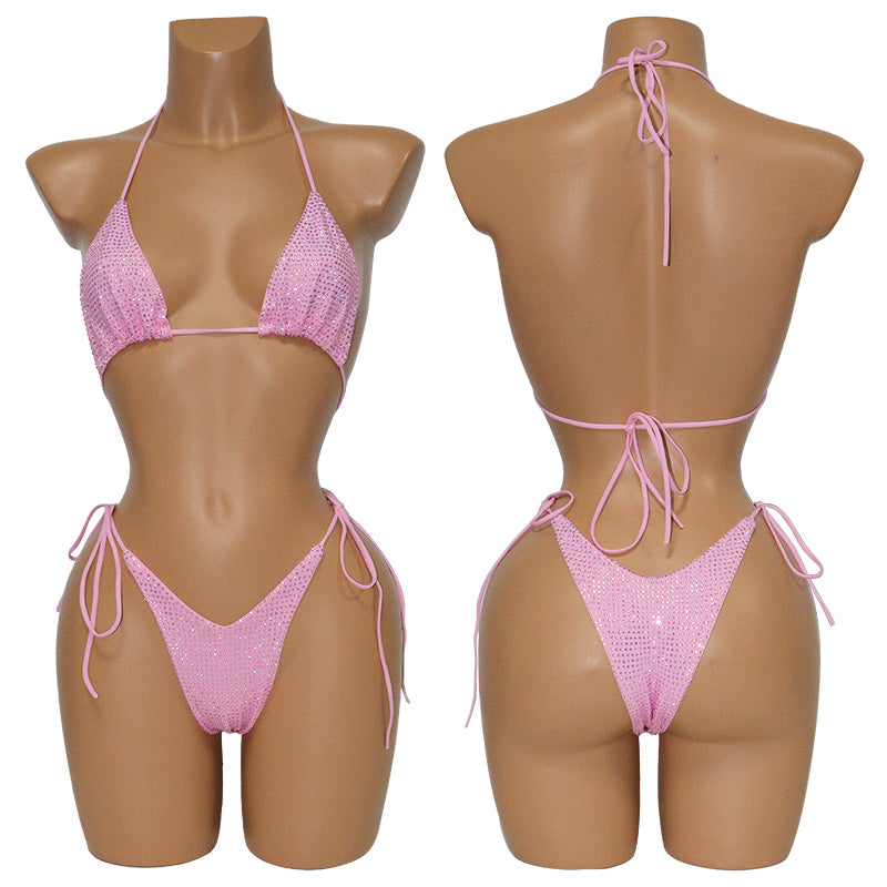 HORAE Women's Crystal High-Cut V-String Bathing Suit