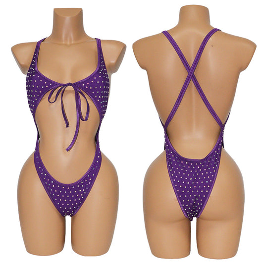 HORAE Diamond Cutout Bandage One Piece Monokini for Women