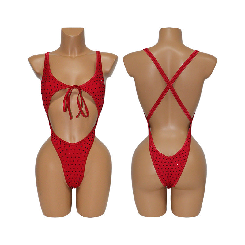 HORAE Diamond Cutout Bandage One Piece Monokini for Women