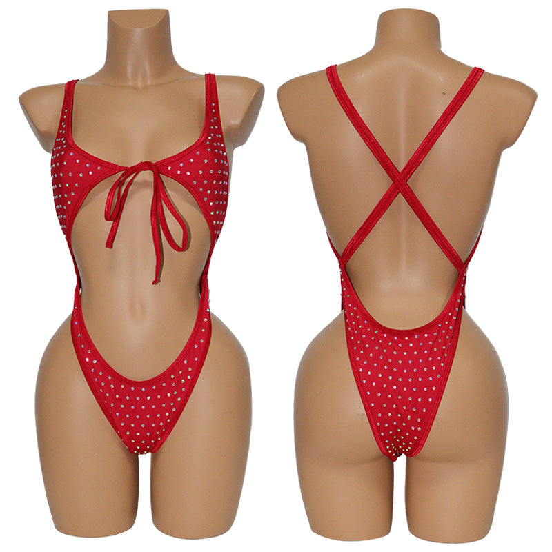 HORAE Diamond Cutout Bandage One Piece Monokini for Women