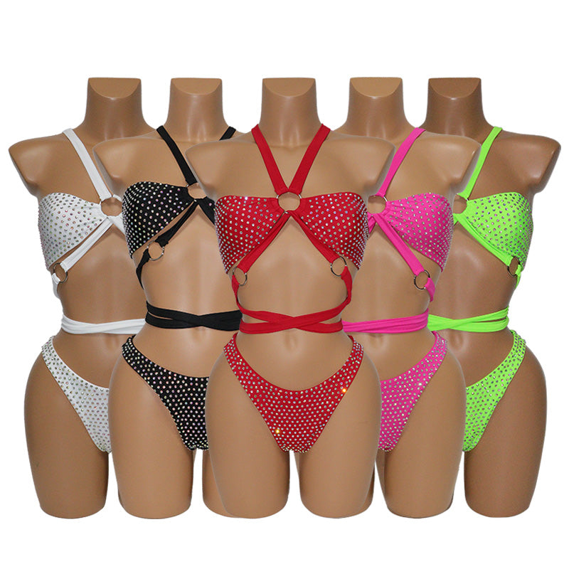 HORAE 18Yrs Factory Fully Custom Sparkly Rhinestone Bikini Swimwear with Low MOQ
