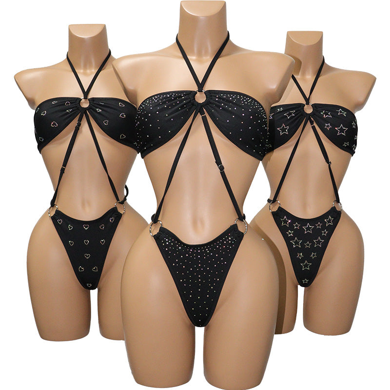 HORAE 18Yrs Factory Fully Custom Sparkly Rhinestone Bikini Swimwear with Low MOQ