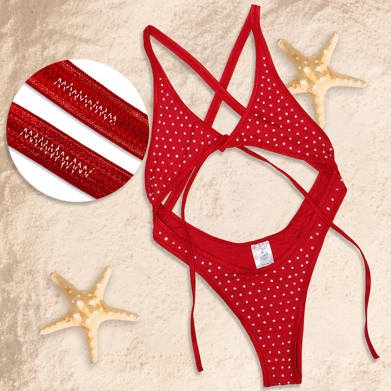 HORAE Diamond Cutout Bandage One Piece Monokini for Women