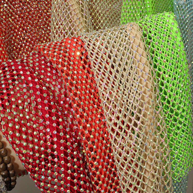 HORAE Sparkly Crystal Mesh Long Sleeve Crop Top Cover Up for Women