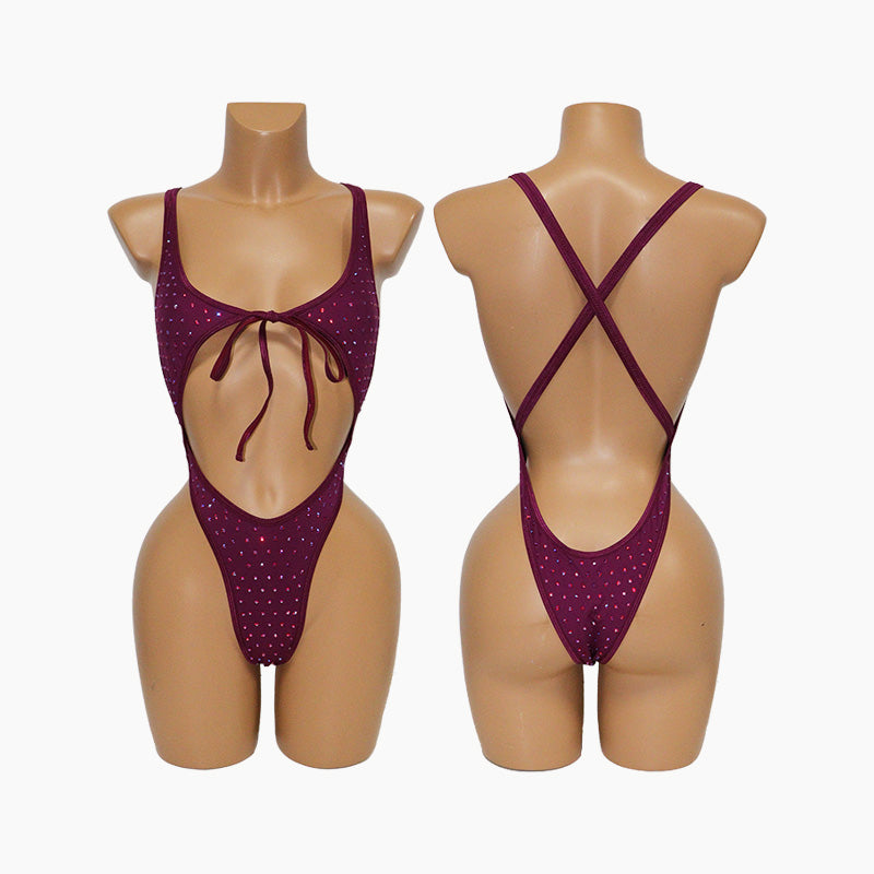 HORAE Diamond Cutout Bandage One Piece Monokini for Women